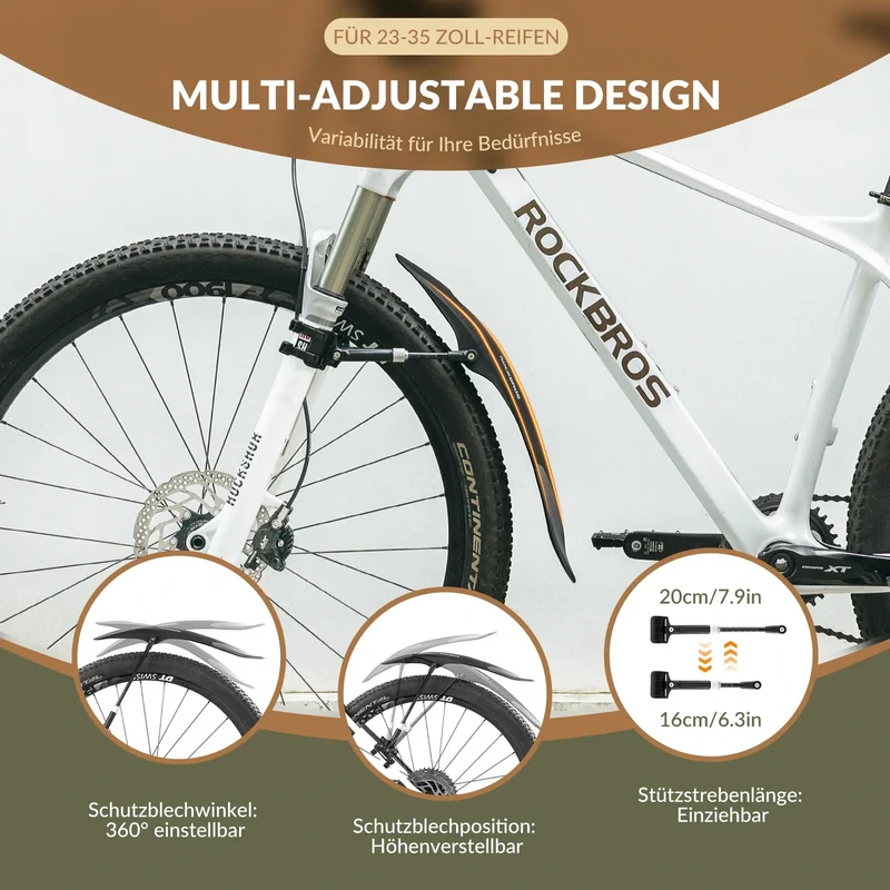 Fahrrad Schutzbleche Set Vorne/Hinten Verstellbare Flexible 26-29 zoll
