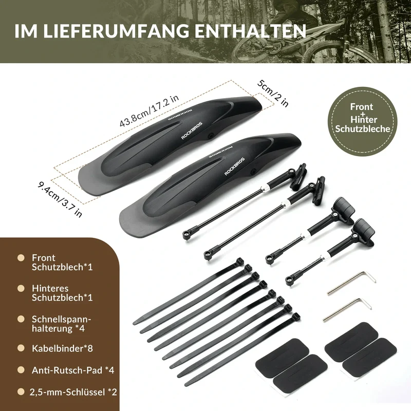 Fahrrad Schutzbleche Set Vorne/Hinten Verstellbare Flexible 26-29 zoll