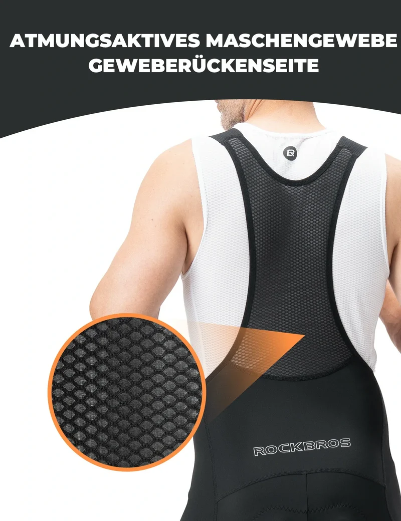 Herren Fahrradhose mit Träger - Hochdehnbar, Atmungsaktiv mit Reflexstreifen
