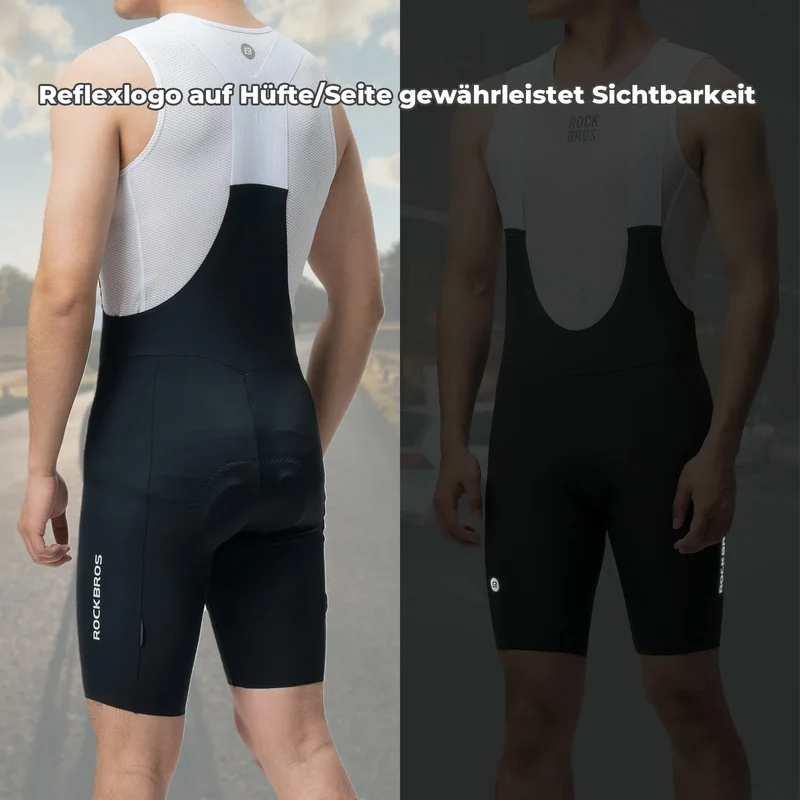 Radlerhose Herren Gepolstert, Fahrradhose Kurz, Bib Shorts mit Träger, Radsport Trägerhosen