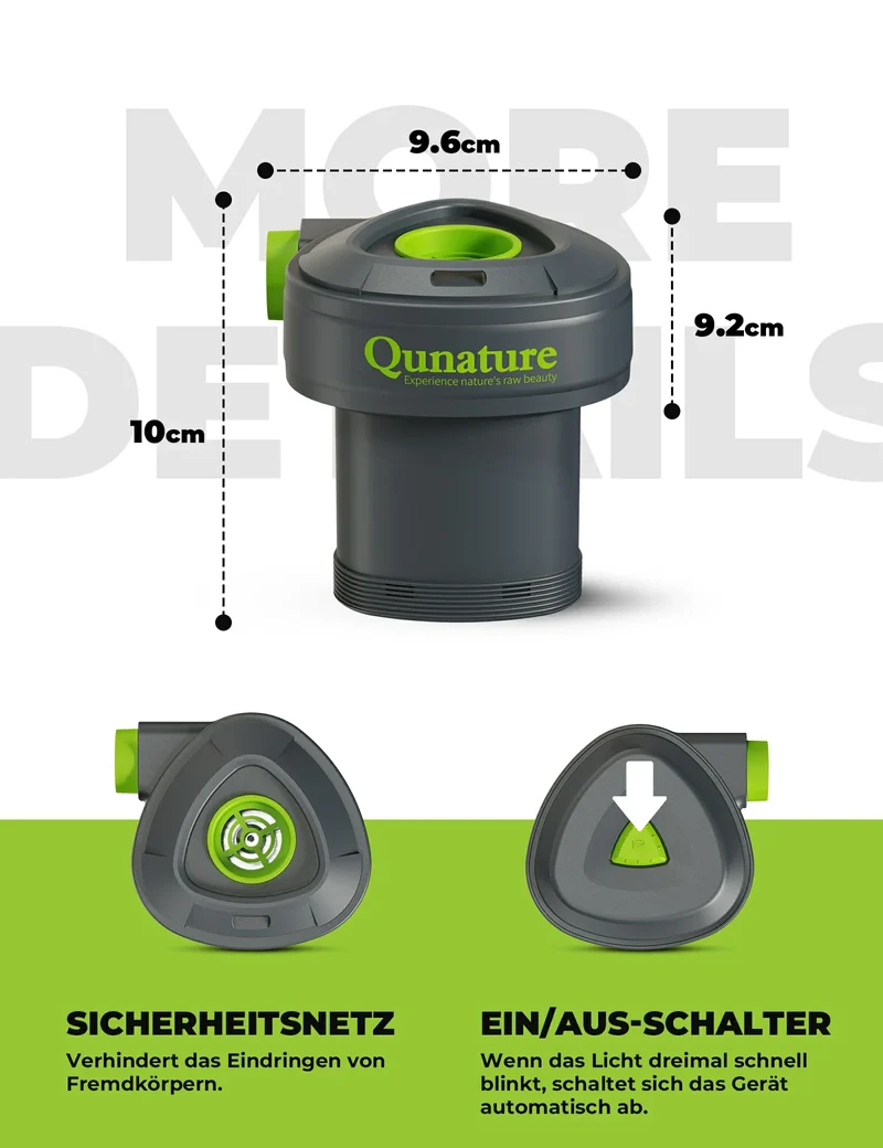Qunature Elektrische Luftpumpe 2 in 1 Aufblasbar 및 Ablassen 2000mAh Wiederaufladbar Akku