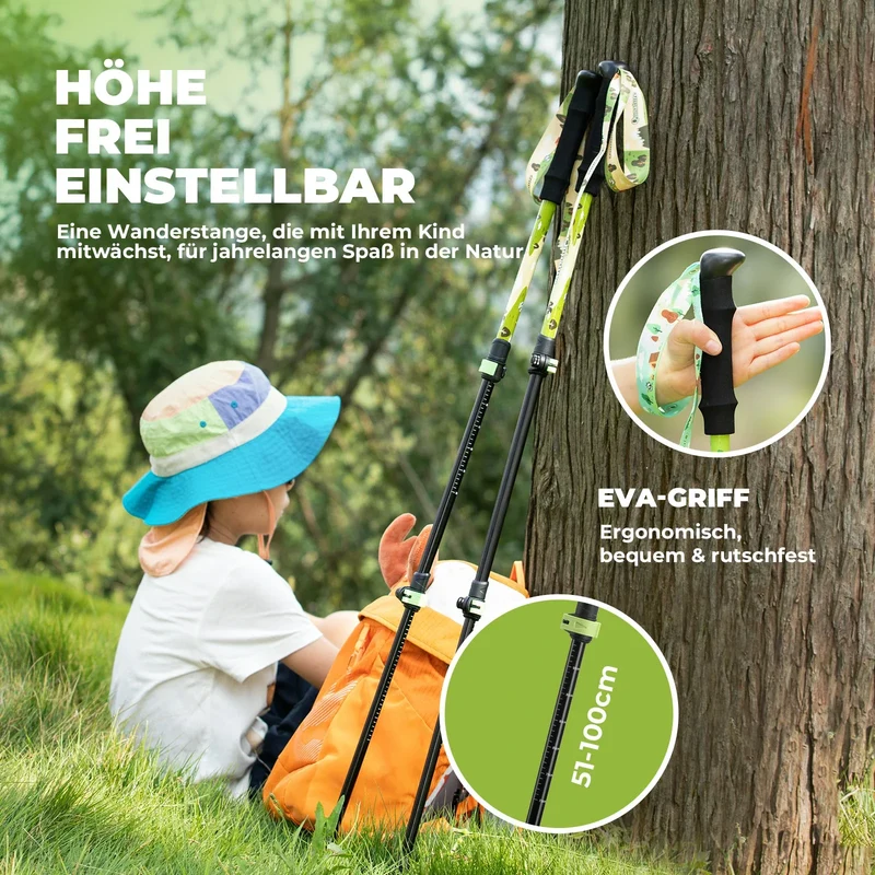 Qunature Wanderstöcke Kinder, 51–100cm 베르스텔바 Trekkingstöcke, 알루미늄 1개