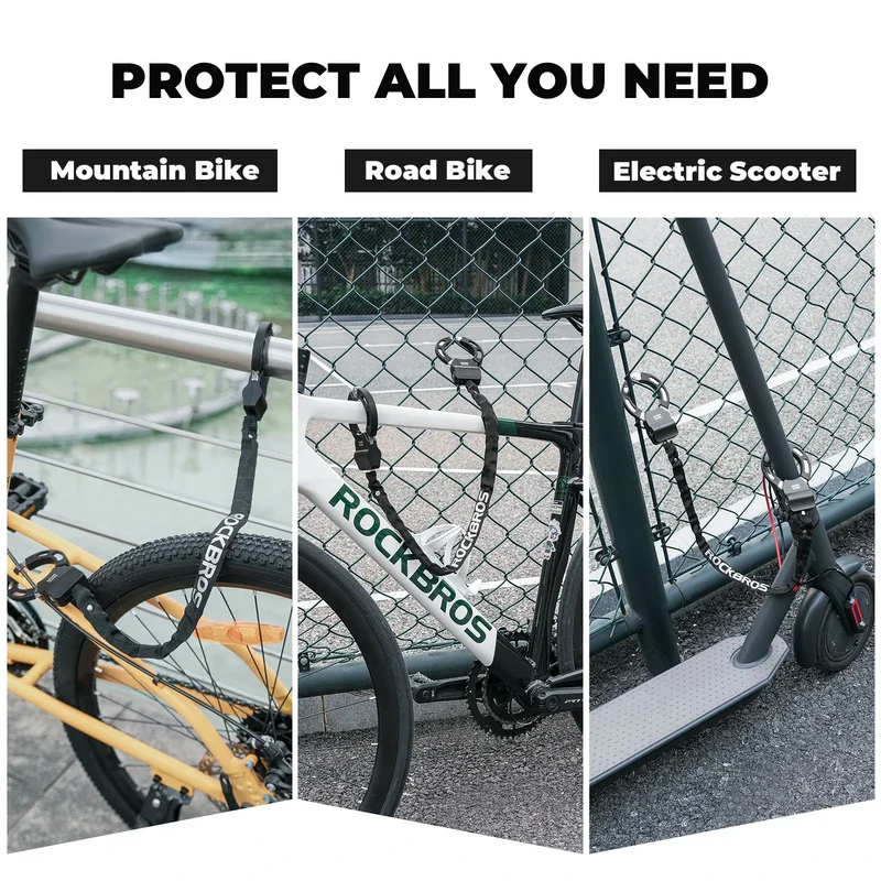 E-스쿠터 Schloss mit 59,5 cm Stahlkette, Fahrradschloss für Roller & Fahrrad