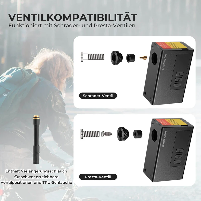 ROCKBROS MINI Elektresch Fahrradpumpe Tragbar AS240 Pro
