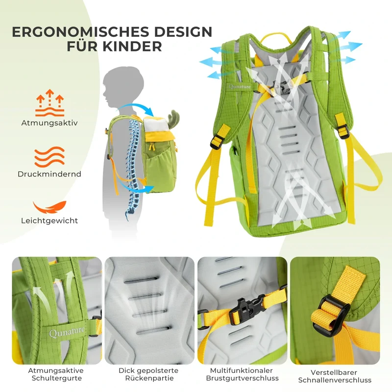 Qunature Kinderrucksack 8L mit Hirsch-Design Wasserdicht 6-10 Jahre