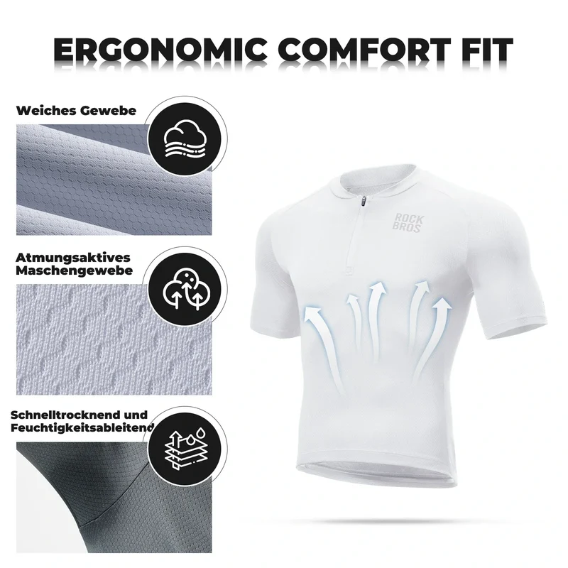 Herren Radtrikot Kurzarm Fahrradtrikot Rennradtrikot Atmungsaktiv Schnell trocknend