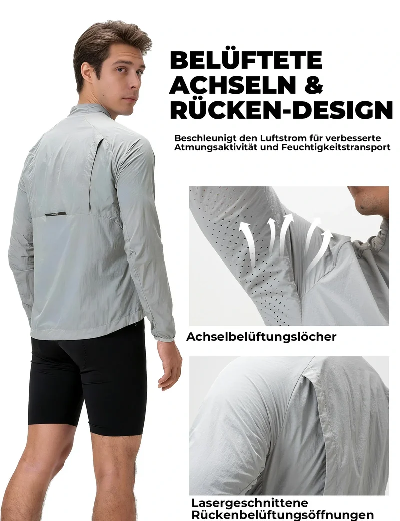 Winddichte Fahrradjacke, Leichte Atmungsaktive Schnelltrocknende 윈드브레이커, Faltbare