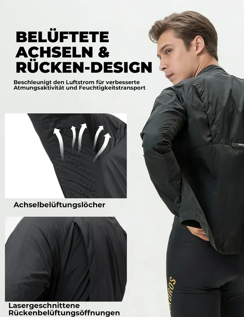Winddichte Fahrradjacke, Leichte Atmungsaktive Schnelltrocknende 윈드브레이커, Faltbare