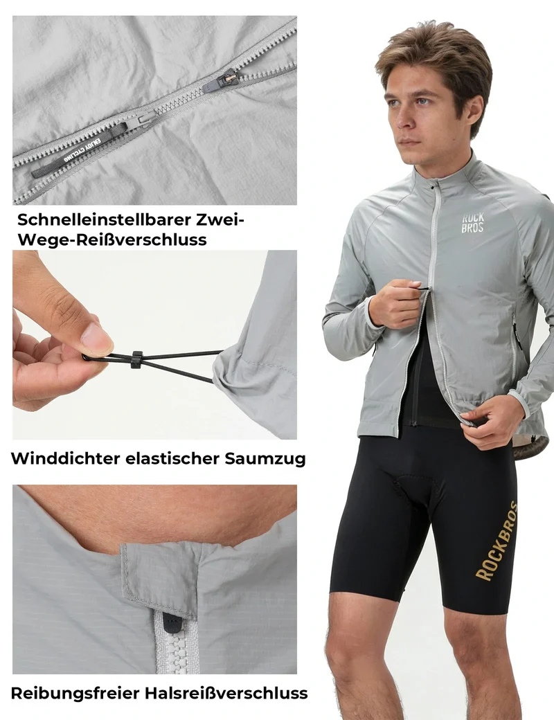 Winddichte Fahrradjacke, Leichte Atmungsaktive Schnelltrocknende 윈드브레이커, Faltbare