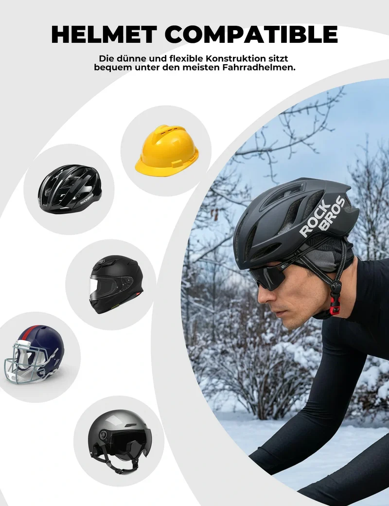 Fahrrad Mütze Winter mit Ohrenschutz, Atmungsaktiv & Winddicht