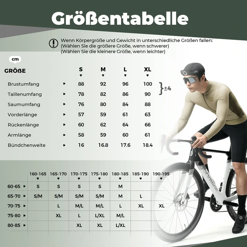 Fahrradtrikot Radtrikot Langarm Herren, Atmungsaktiv und Schnelltrocknend, Elastisches