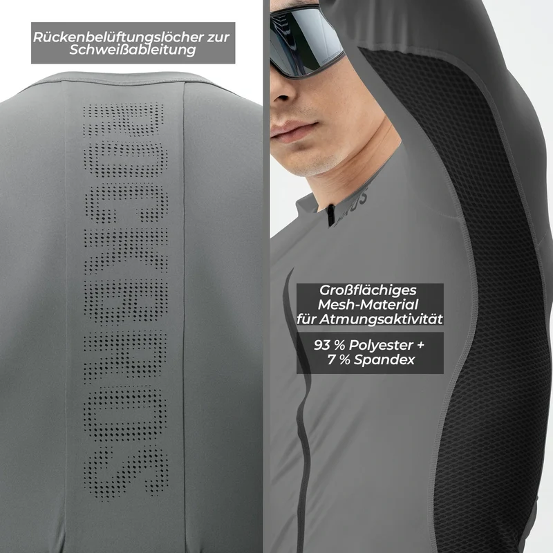 Fahrradtrikot Radtrikot Langarm Herren, Atmungsaktiv und Schnelltrocknend, Elastisches