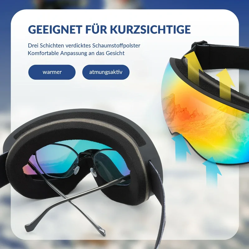 Brillenträger UV-Schutz 고글을 위한 Skibrille 스노우보드 브릴 Skifahren Erwachsener Kind Windschutz를 위한 헬멧용 김서림 방지 브릴 스포츠브릴