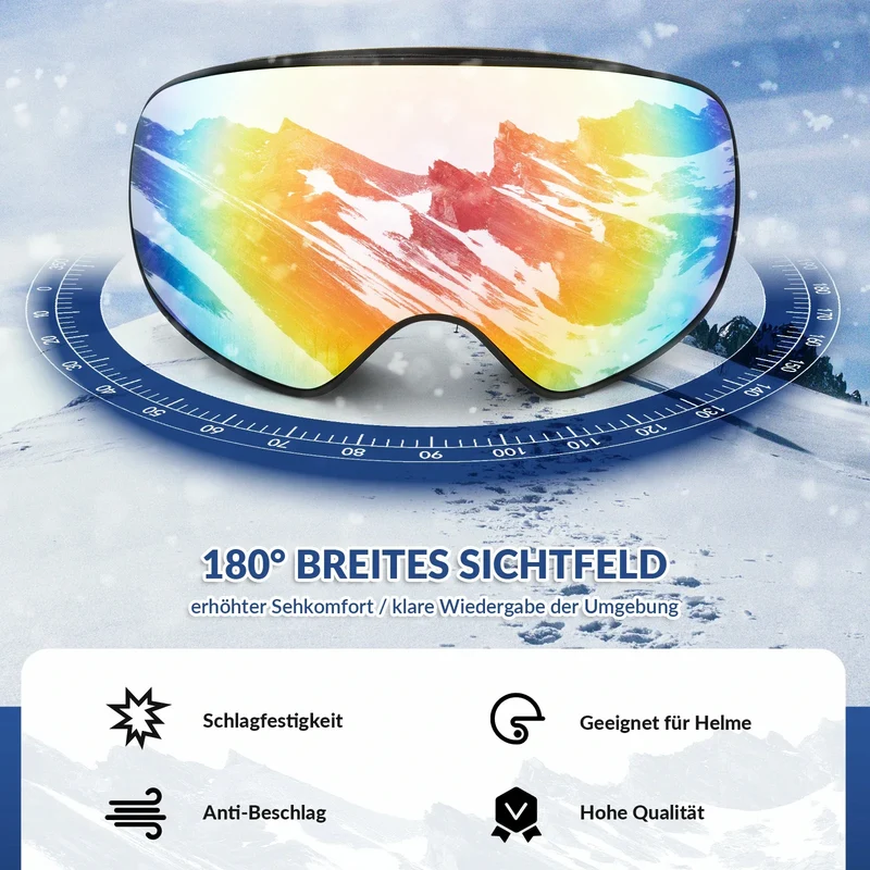 Brillenträger UV-Schutz 고글을 위한 Skibrille 스노우보드 브릴 Skifahren Erwachsener Kind Windschutz를 위한 헬멧용 김서림 방지 브릴 스포츠브릴