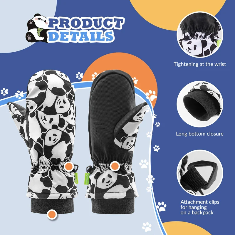 Qunature Kinder Handschuhe Winddicht Wasserdicht Warm für Schnee und Ski