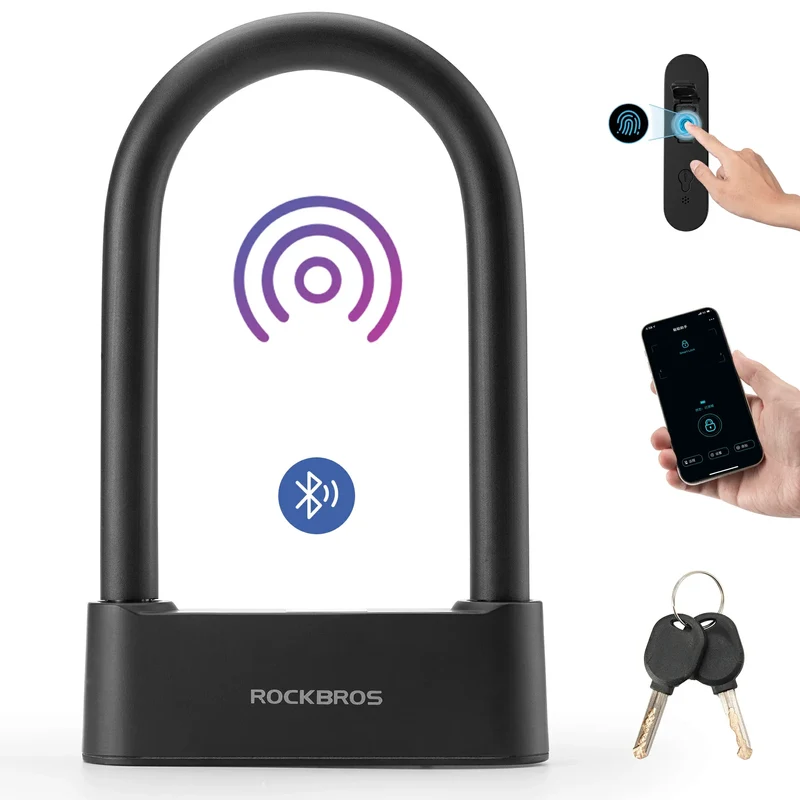 Schloss Fingerabdruck Wasserdicht IP6 Fahrrad Bügelschloss Bluetooth Schloss mit Schlüssel USB 인증