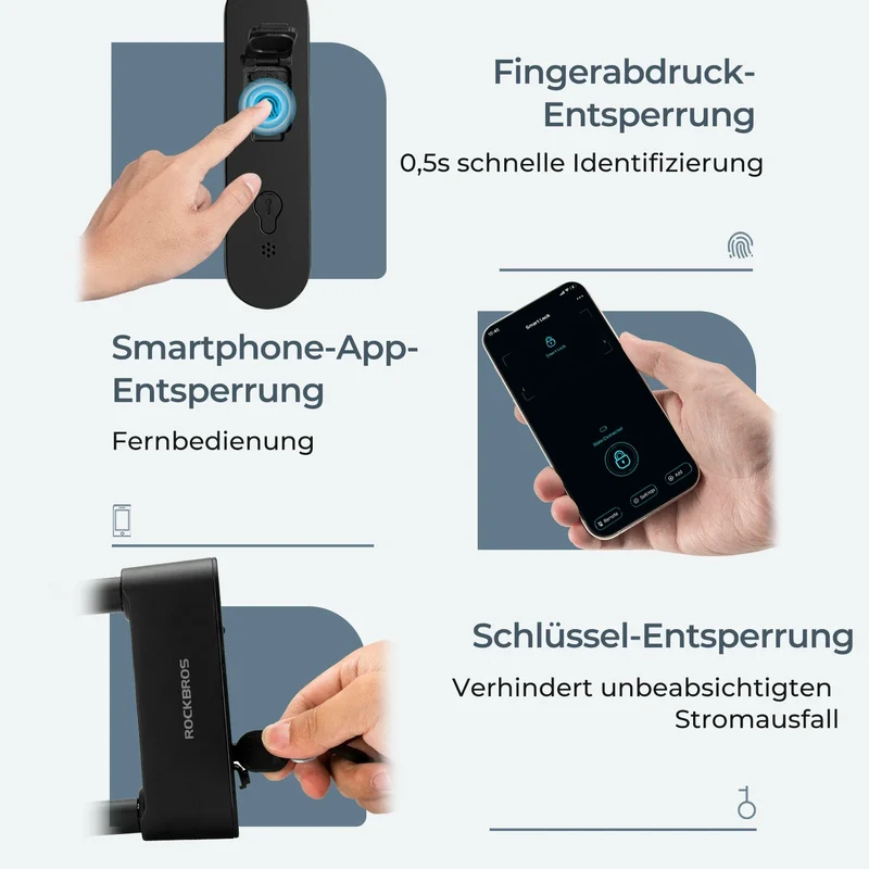 Schloss Fingerabdruck Wasserdicht IP6 Fahrrad Bügelschloss Bluetooth Schloss mit Schlüssel USB 인증