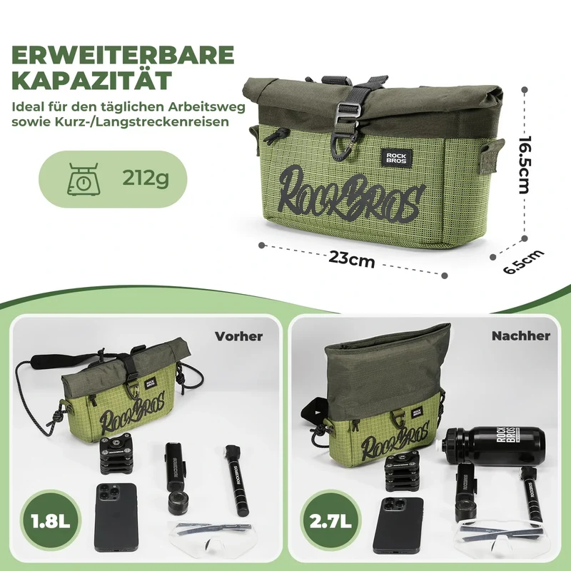 Flatrad 및 Brompton용 Lenkertasche 1,8-2,7 L