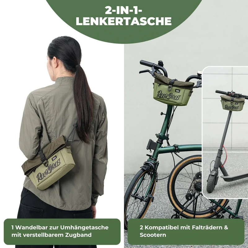 Flatrad 및 Brompton용 Lenkertasche 1,8-2,7 L