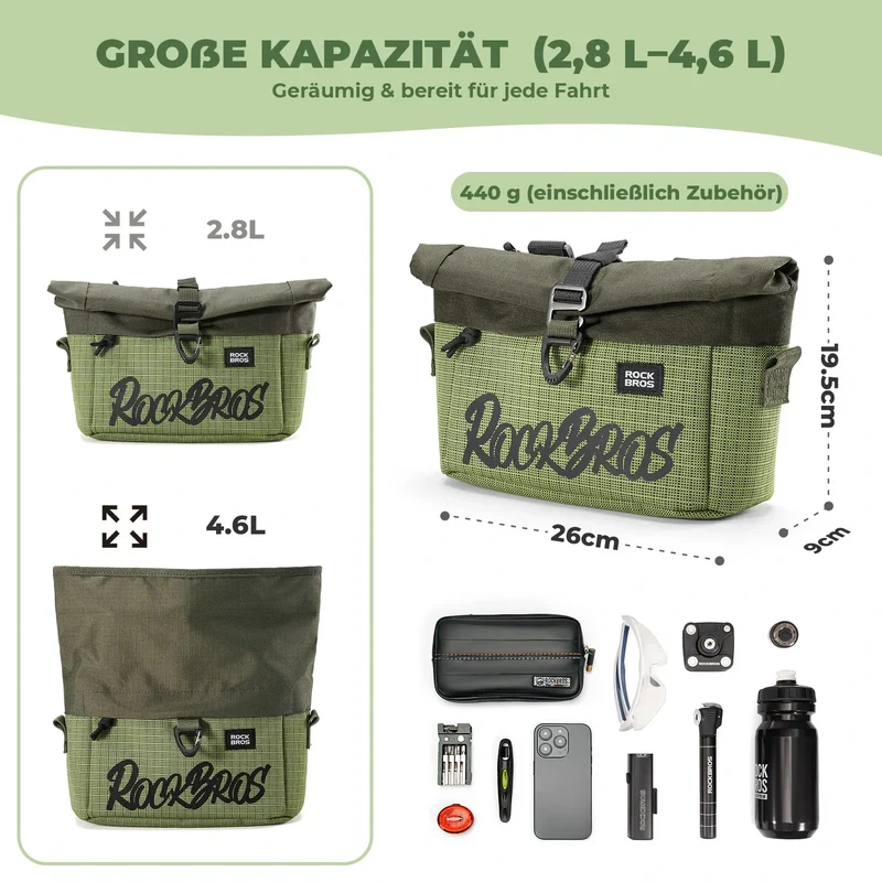 Flatrad 및 Brompton용 Lenkertasche, Fahrrad Tasche Lenker 2,8-4,6 L