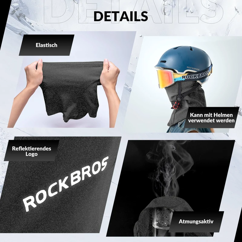 ROCKBROS Sturmhaube 2er 세트 야외 스포츠용 Herbst 겨울 발라클라바 남녀공용