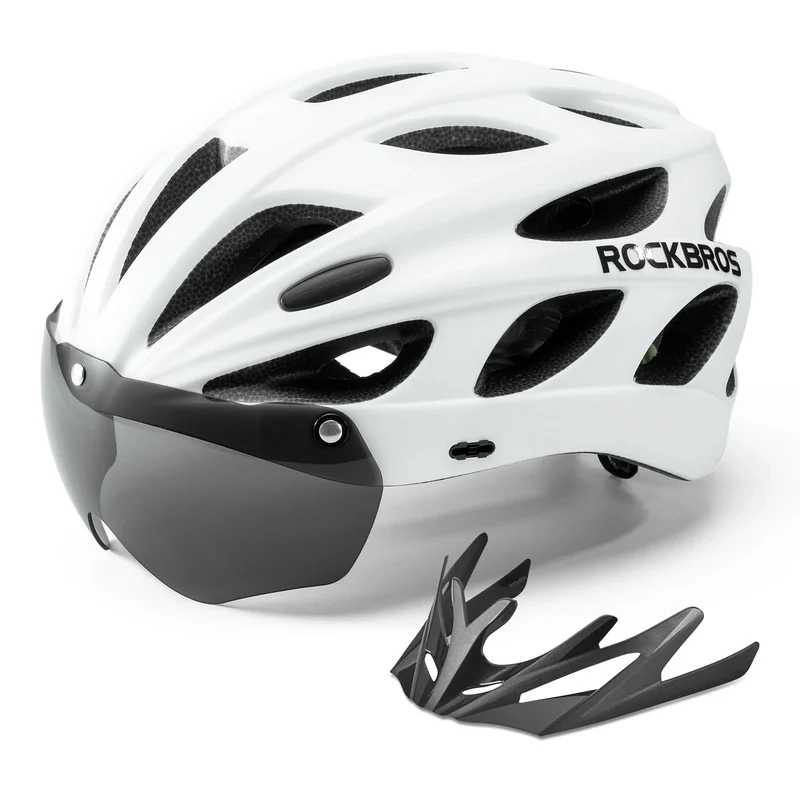 ROCKBROS Kinder Fahrradhelm mit integrierter abnehmbarer Magnetbrillen & Visier