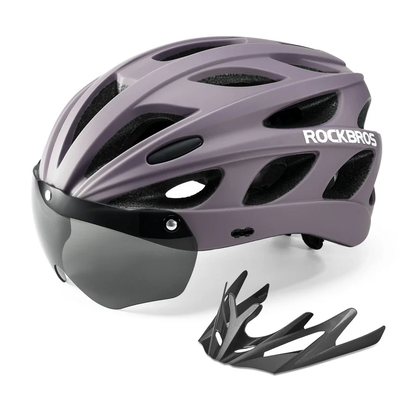 ROCKBROS Kinder Fahrradhelm mit integrierter abnehmbarer Magnetbrillen & Visier