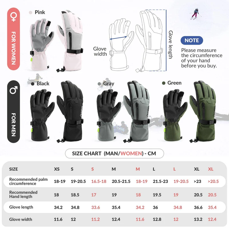 Qunature Winddichte Winterhandschuhe Ski / Fahrrad