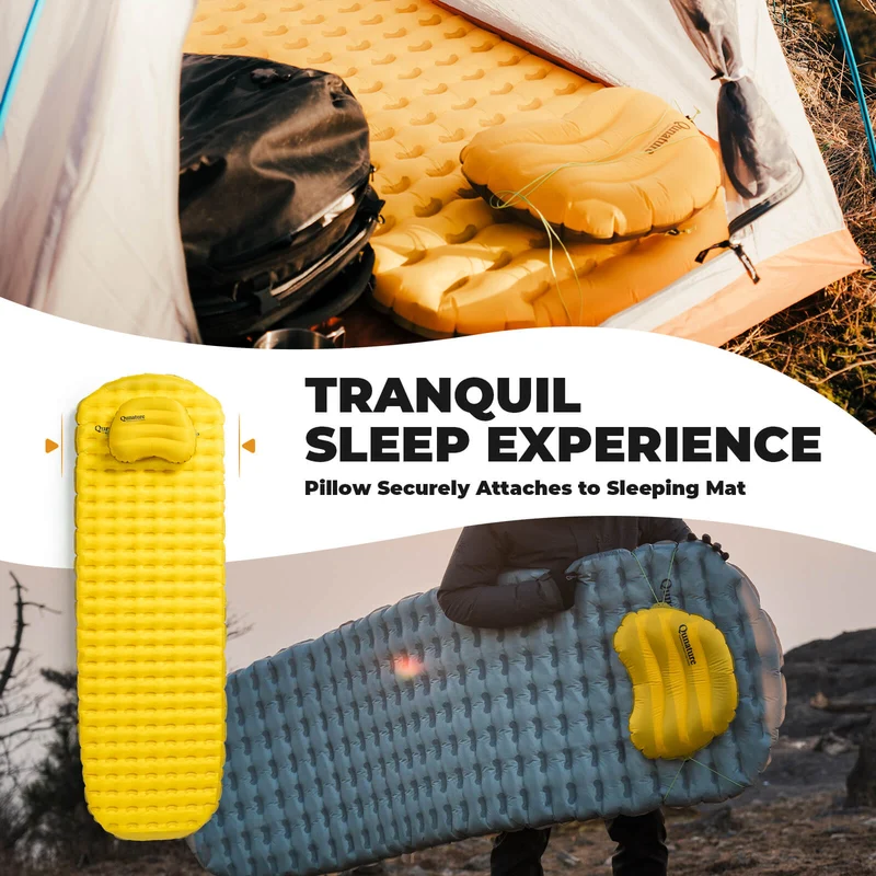 Qunature Aufblasbares Camping Kissen fir Outdoor Wandern