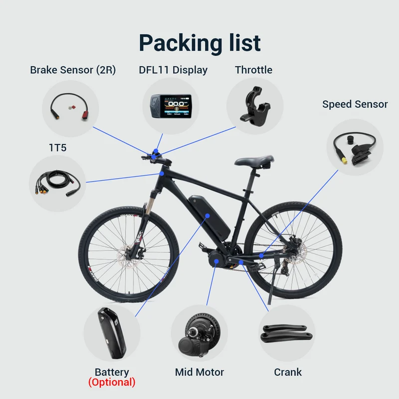 Tongsheng TSDZ2 TSDZ2B TSDZ8 TSDZ16 Mid Drive Ebike Conversion Kit With Battery
