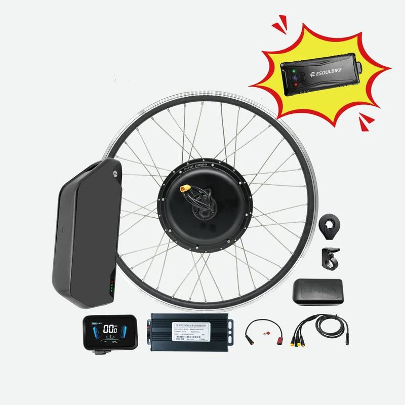 eSoulbike™ 48V 1000W Gearless Rear Hub Wheel Ebike Conversion Kit