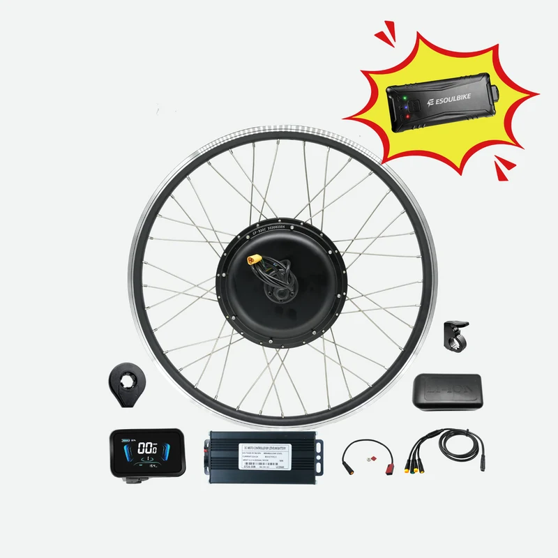 eSoulbike™ 48V 1000W Gearless Rear Hub Wheel Ebike Conversion Kit