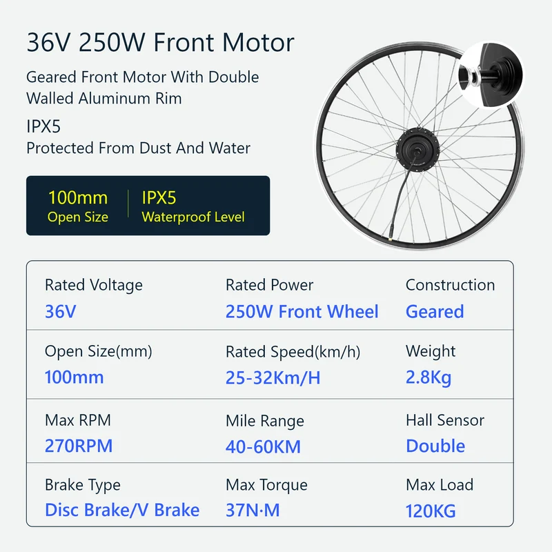 eSoulbike™ 36V 250W Front Wheel Hub Motor Ebike Conversion Kit