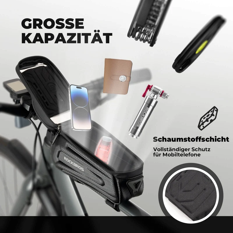 ROCKBROS Fahrradtasche Wasserabweisend Handytasche mit TPU Touchscreen