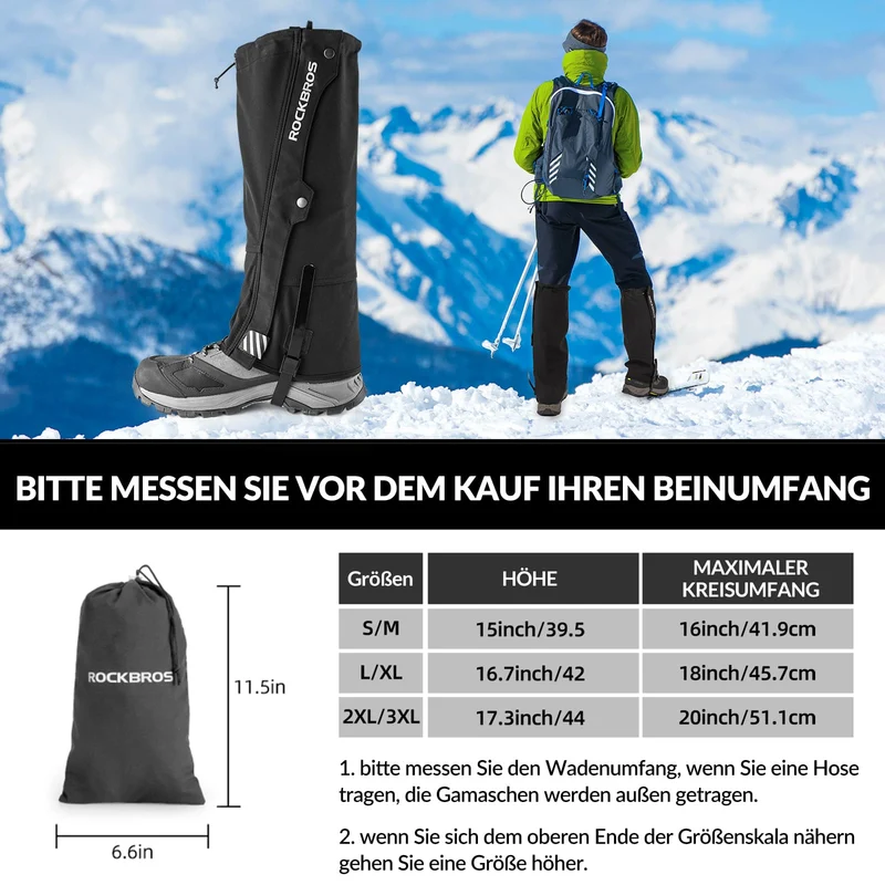 ROCKBROS 야외 Gamaschen wasserdichte Schnee Gaiter for Herren Damen