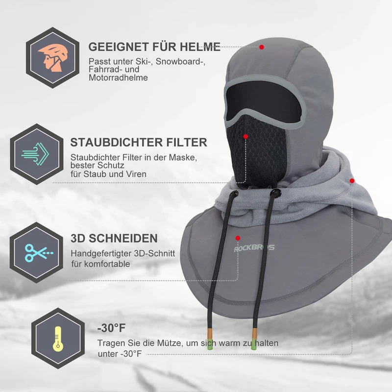 ROCKBROS Sturmhaube Winddicht Fahrrad 풀 페이스 Gesichtshaube für Radfahren Skifahren