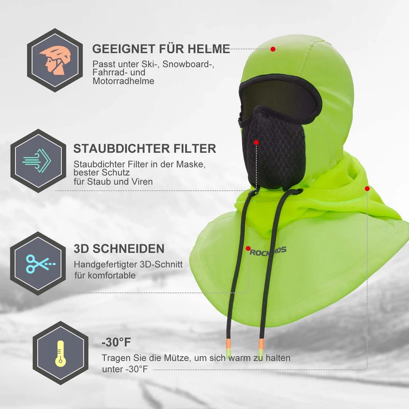ROCKBROS Sturmhaube Winddicht Fahrrad 풀 페이스 Gesichtshaube für Radfahren Skifahren