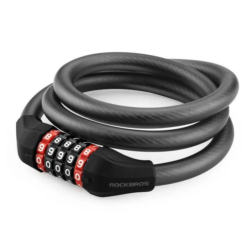 ROCKBROS Fahrradschloss mit 5-stelligem Zahlencode aus PVC 및 Stahl