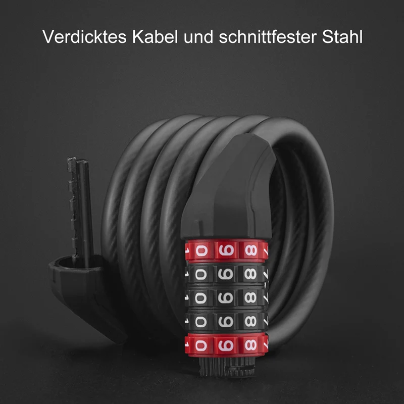 ROCKBROS Fahrradschloss mit 5-stelligem Zahlencode aus PVC 및 Stahl
