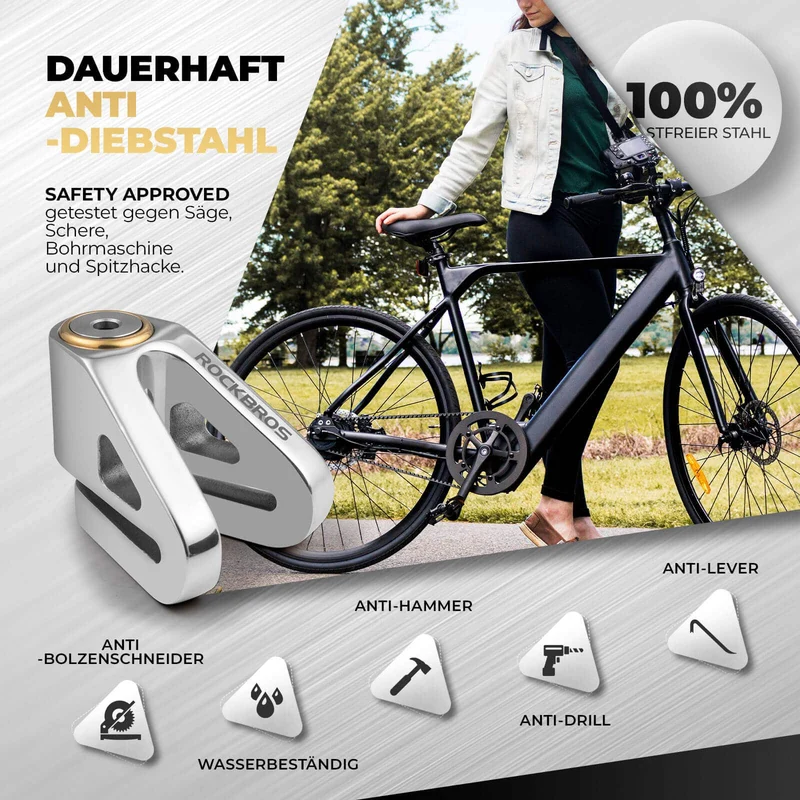 ROCKBROS Fahrradschloss Wasserdicht Sicherheitsschloss für Motorrad/Fahrrad
