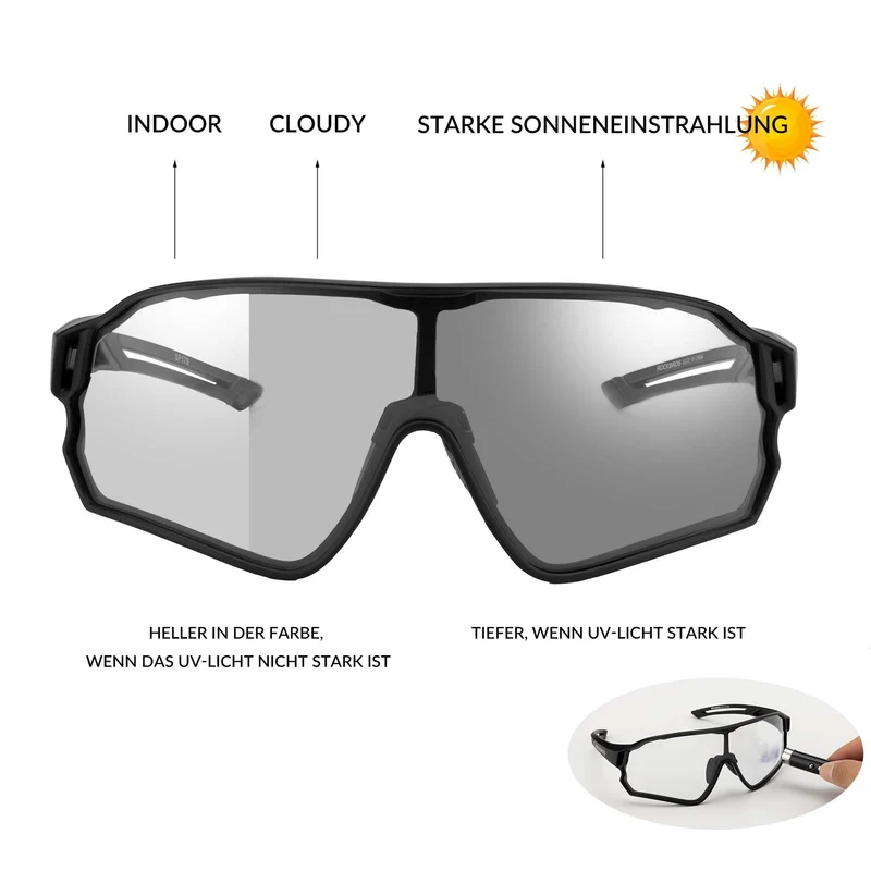 ROCKBROS 포토크롬 Sonnenbrille Fahrradbrille UV400-Schutz 유니섹스