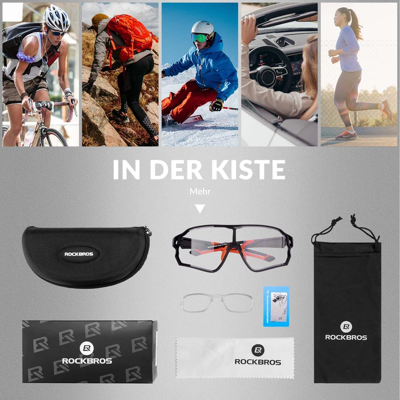 ROCKBROS 포토크롬 Sonnenbrille Fahrradbrille UV400-Schutz 유니섹스