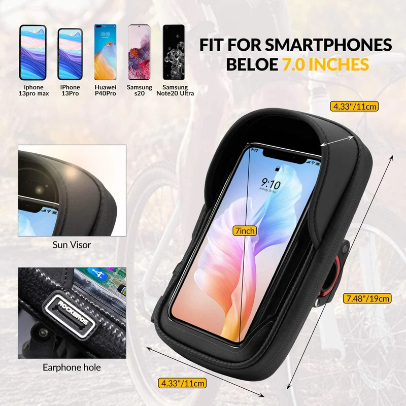 ROCKBROS Lenkertasche 360° Drehung Handyhalterung for Motorrad & Fahrrad