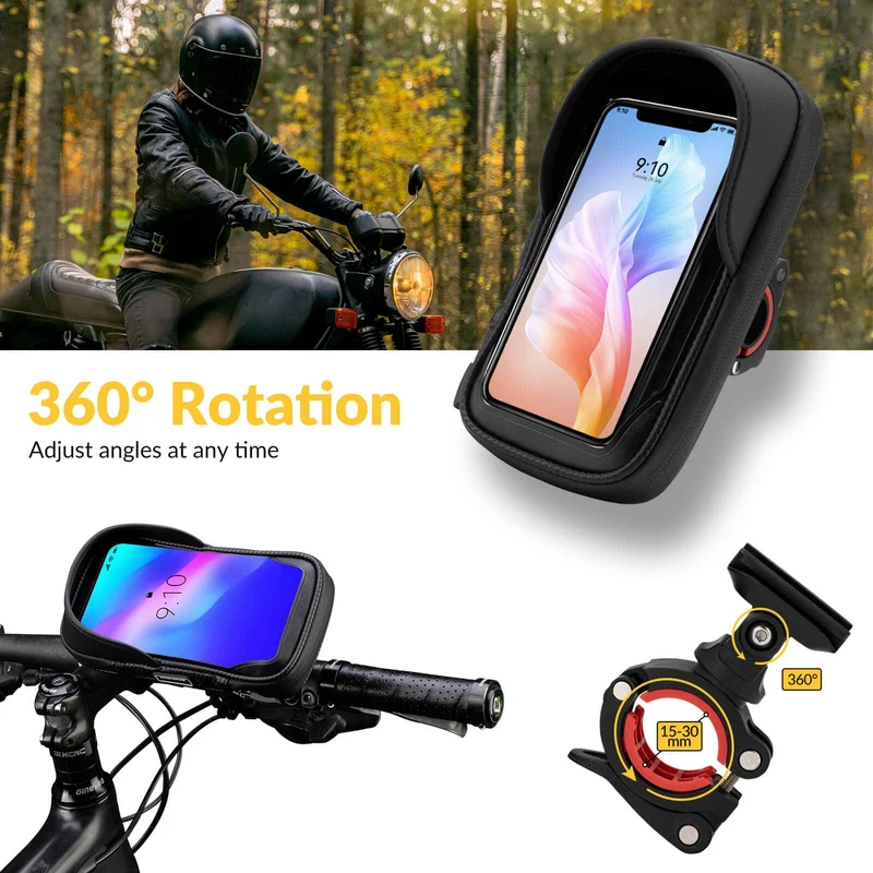 ROCKBROS Lenkertasche 360° Drehung Handyhalterung for Motorrad & Fahrrad