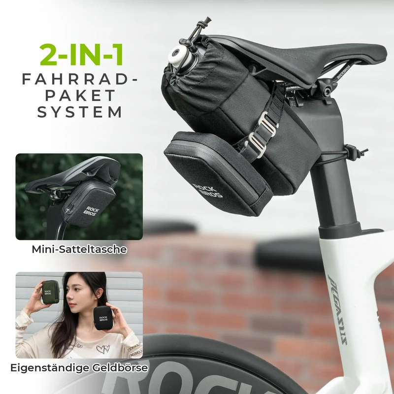 Fahrrad Satteltasche mit Flaschenhalter und 0,3L Mini Tragbare Fahrradsatteltasche