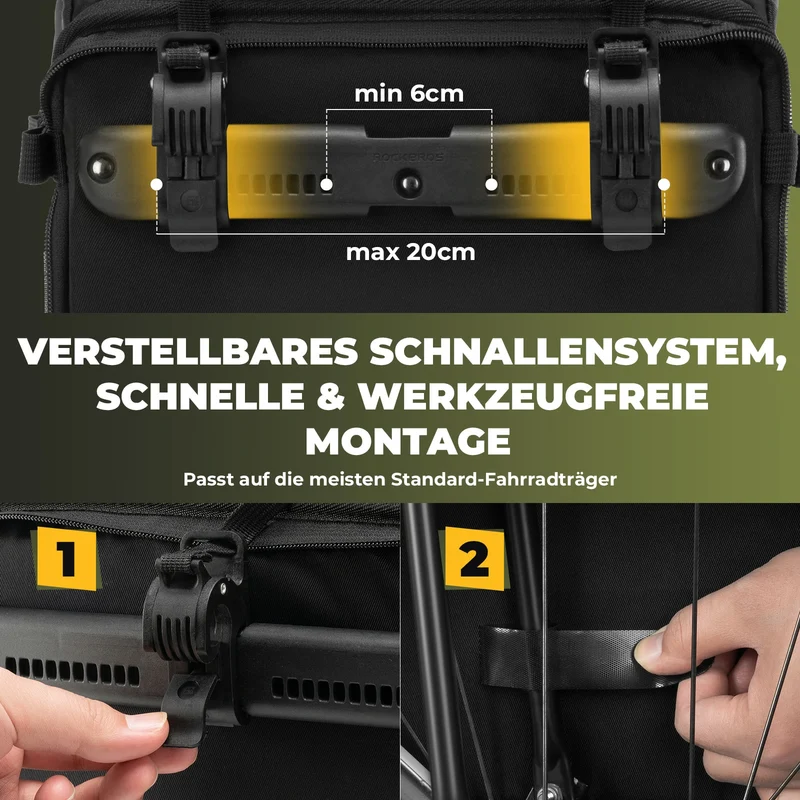 3in1 Fahrradtasche für Gepäckträger 11-16L Volumen
