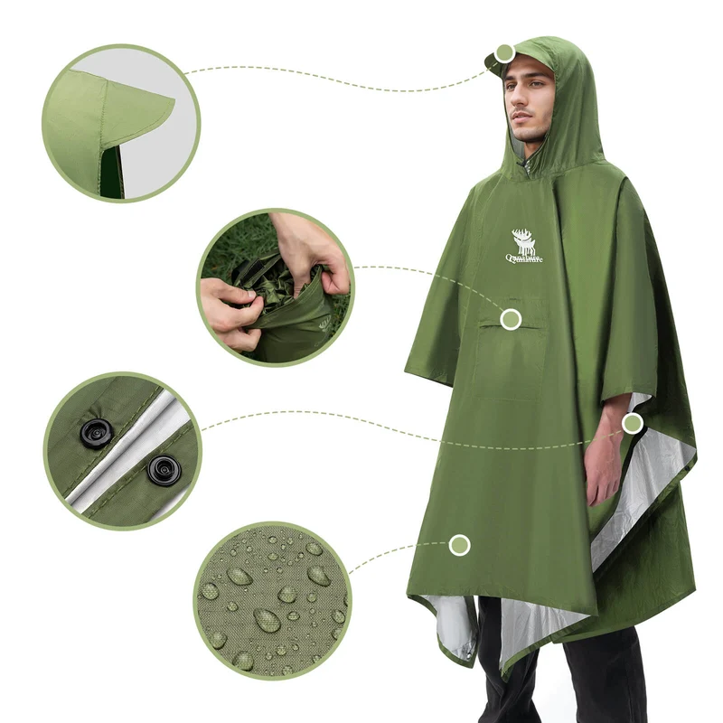 Qunature Outdoor Regenmantel mit Multifunktion
