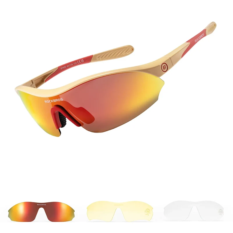 Sport-Radfahrsonnenbrille mit 3 austauschbaren UV400-Gläsern