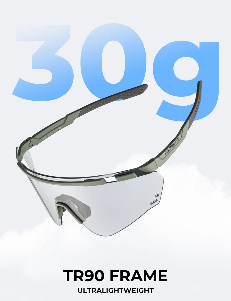 Photochrome Fahrradbrille mit UV400 Schutz Ultraleicht TR90 Gestell