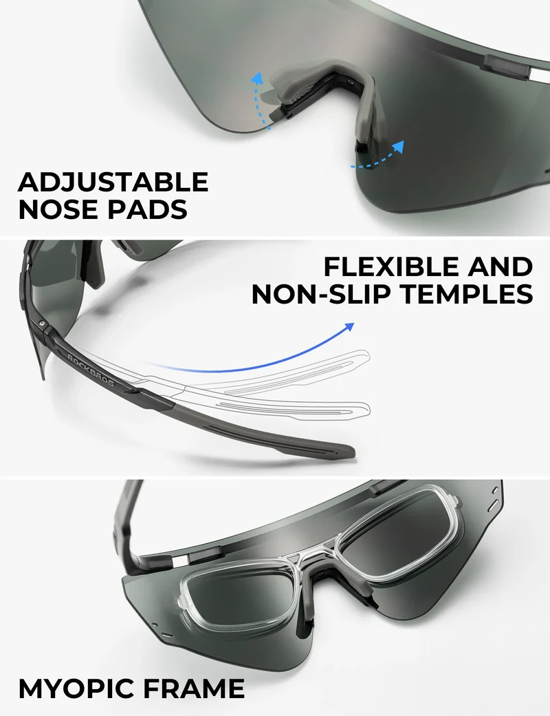 Photochrome Fahrradbrille mit UV400 Schutz Ultraleicht TR90 Gestell